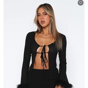 Long sleeve top with feather detail